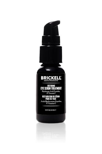 Brickell Men's Dark Circle Under Eye Treatment Serum For Men, Eye Gel to Firm Wrinkles, Reduce Dark Bags, and Promote Youthful Skin, With Hyaluonic Acid, Peptides, and Vitamin C, 0.65oz, Unscented
