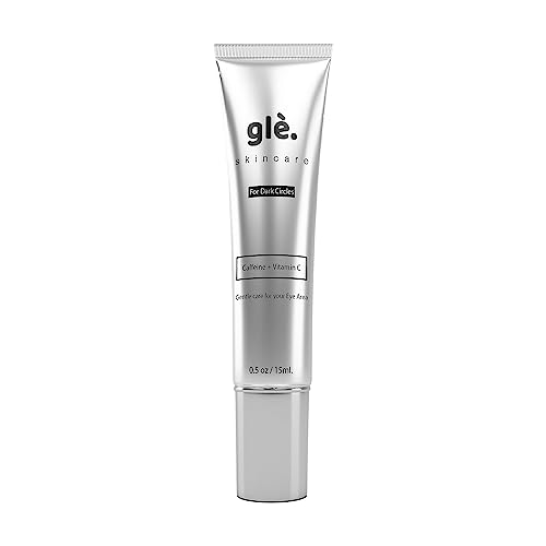 Gle Vitamin C Eye Serum for Dark Circles, Eye Wrinkles and Redness | Dark Circle Under Eye Puffy Eyes Treatment | Caffeine, Vitamin C Hyaluronic Acid | Hydrating & Brightening Scent-Free Travel Size