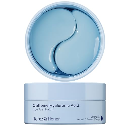 Terez & Honor Under Eye Patches for Dark Circles - 60 Korean Hydrogel Masks for Puffiness, Bags, Wrinkle with Caffeine, Hyaluronic Acid, Niacinamide - Undereye Hydrating & Cooling, Vegan, No Fragrance