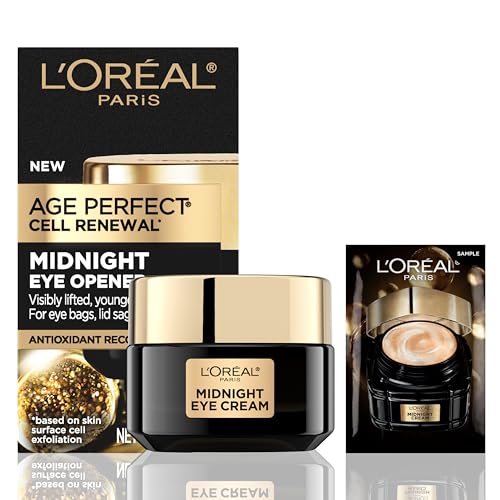L'Oreal Paris Midnight Eye Cream, Antioxidant-Rich Under Eye Cream to Treat 8 Signs of Aging, Includes Night Cream Sample